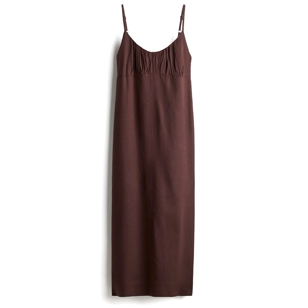NWT H&M Linen brown midi dress size Medium